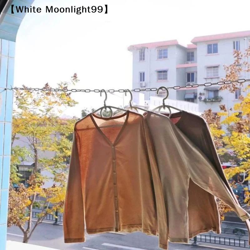 1/4/6M Stainless Steel Clothesline Chain Outdoor Drying Clothes Chain Balcony Rope Iron Chain Steel Wire Rope〔White〕