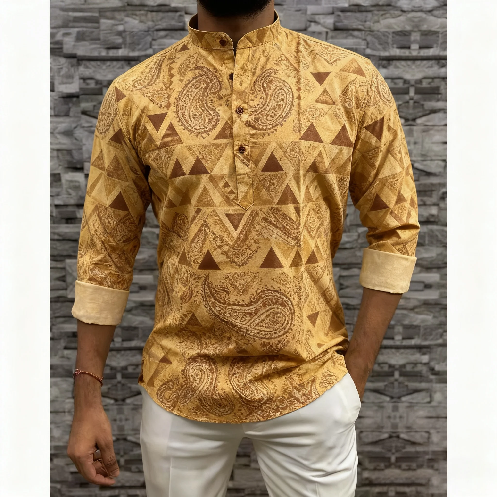 Mens Abaya Thobe Arabic Long Sleeves Muslim Henley Kaftan Banded Plain Gown Shirts Men's Muslim Musulmans Homme