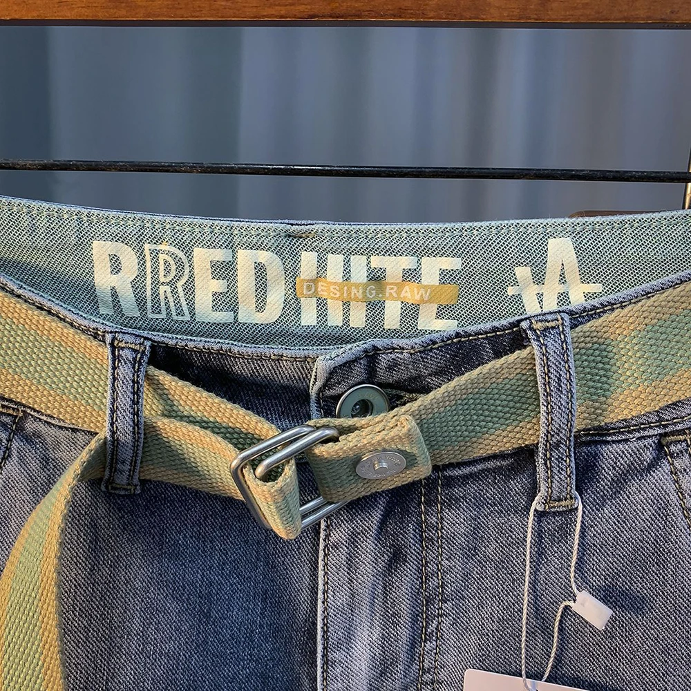 شورت دينم رجالي صيفي رقيق لعام 2025 مع جيوب موضة ريترو موضة الشارع الاتجاه غير رسمي متعدد الاستخدامات فضفاض ومريح قيعان رجالية