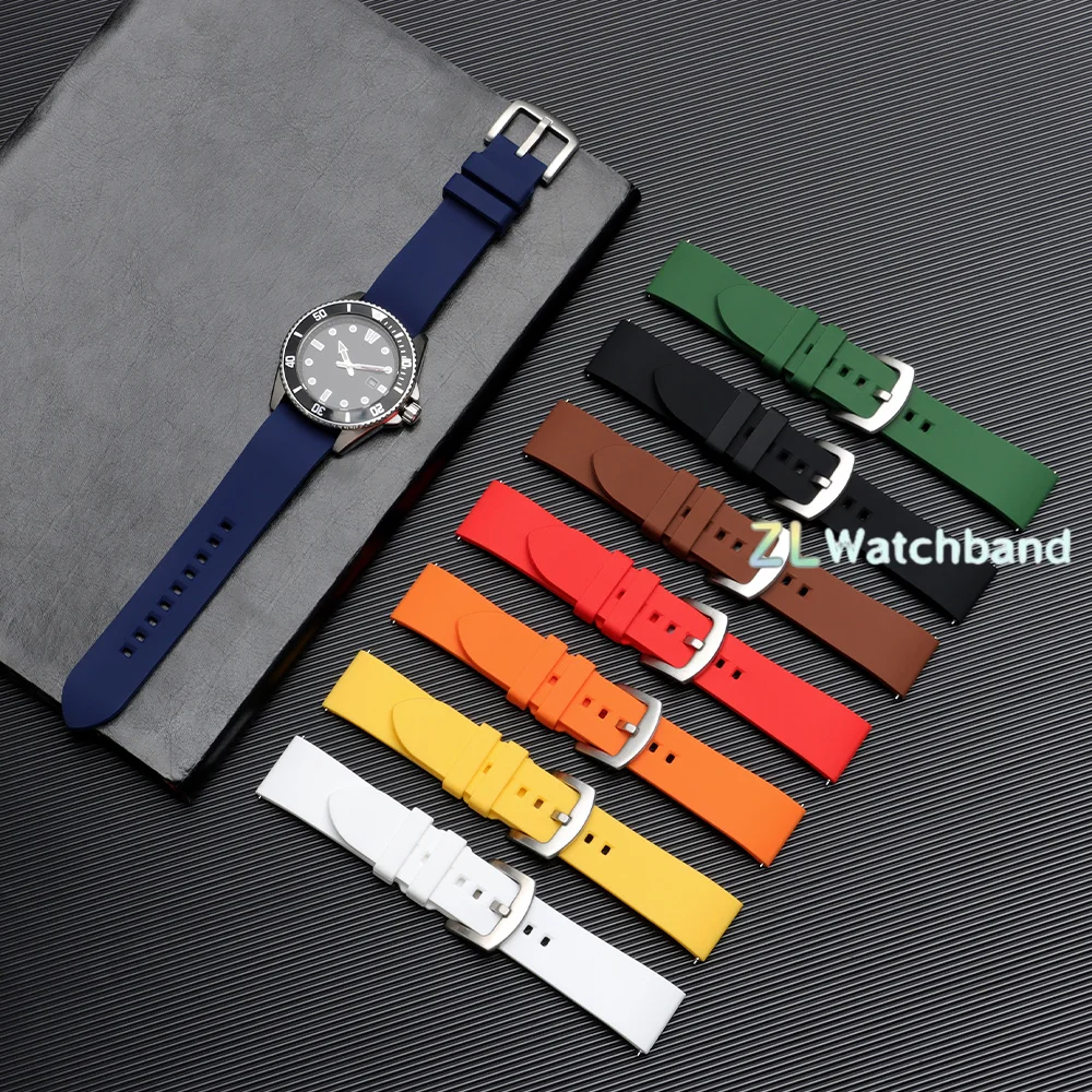 Bracelet de montre en Silicone pour hommes, 18mm, 19mm, 20mm, 21mm, 22mm, 24mm, bracelet de sport étanche pour Rolex, bracelet de remplacement pour montre Seiko