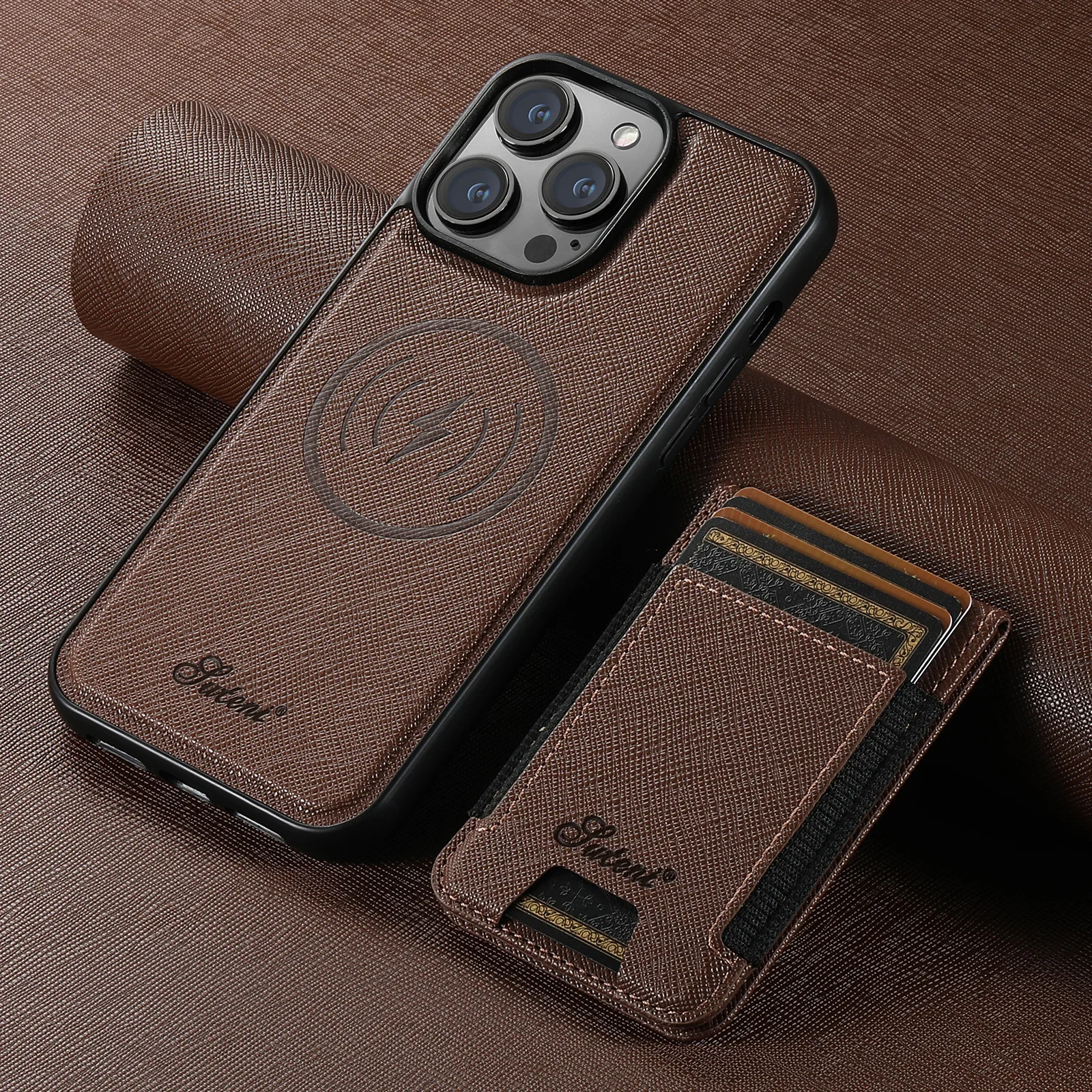 

Luxury Leather Magnetic 2-in-1 Card Holder Wallet Phone Case Support Wireless Charging for iPhone 16Pro Max 15Plus 14 13 12