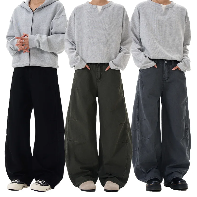 American Retro Silhouette Casual Scimitar Pants Men and Women Cleanfit Deconstruction Wide-leg Banana Pants