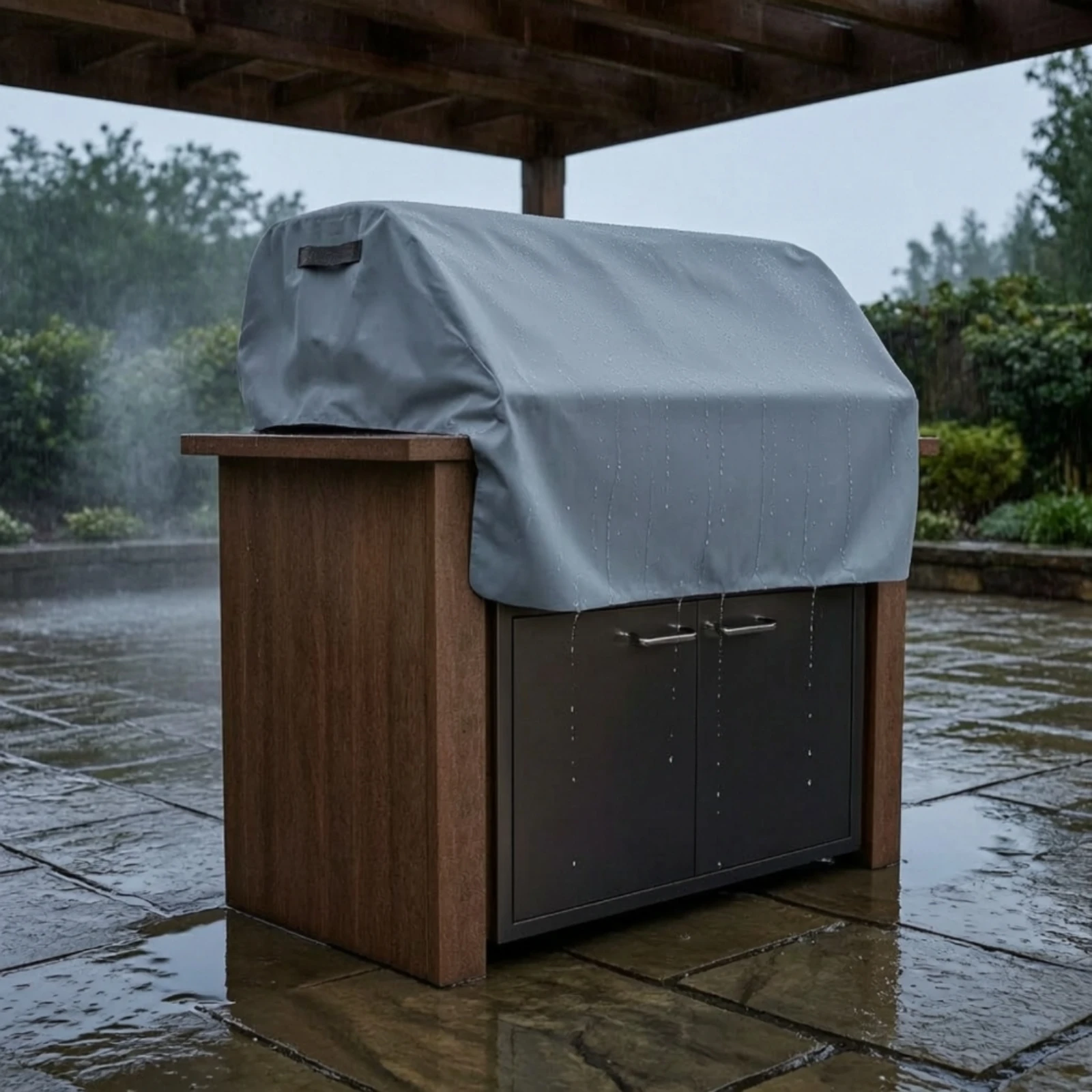Built-in Grill Top Cover Protection Built-in Grill Cover Colorfast Resistant With Storage Bag for Patio view 4