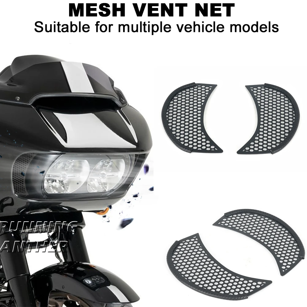 For Harley Touring Road Glide Ultra Special Custom 2015-2023 Motorcycle Mesh Fairing Vent Screen Grill Cover Honeycomb Decorate