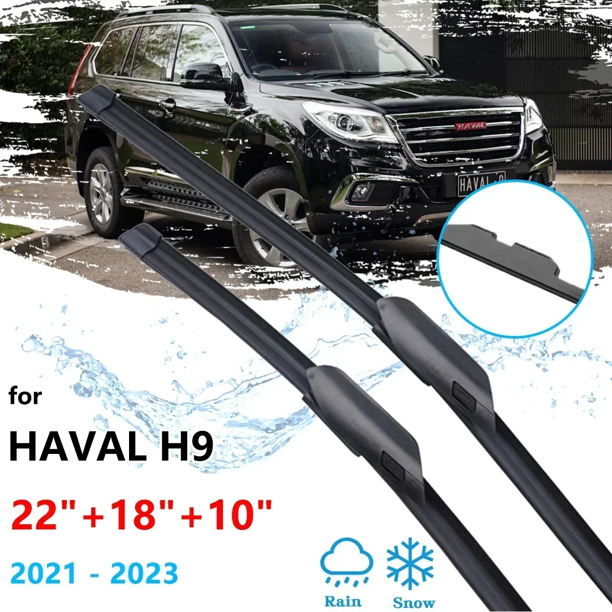 For Haval H9 2021 2022 2023 Front Wiper Blades Cutter Rubber Brushes Cleaning Window Windshield Windscreen Auto Accessories