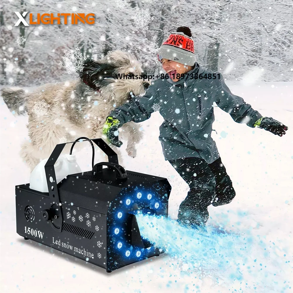 

Xlighting Snowflake Machine 1500W With LED RGB Light DMX Remote Control Snow Machine Aluminium for Stage and Wedding
