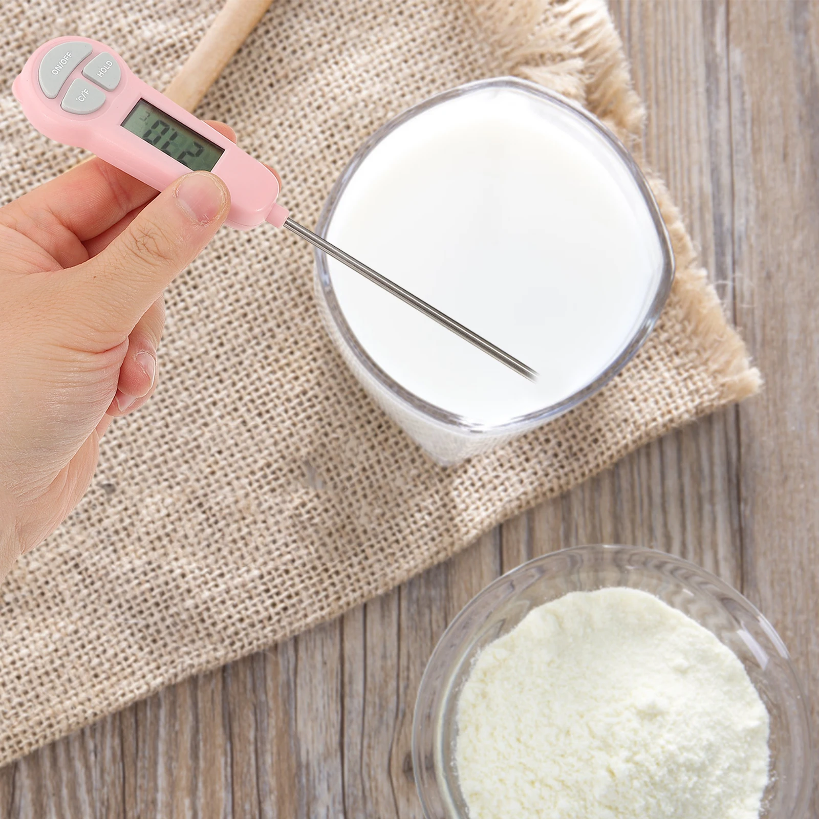 

Electronic Thermometer Portable Monitor Grill Digital Probe Meat Temperature Stainless Steel Kitchen for Adults