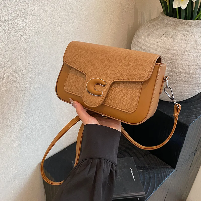 Women's Minimalist Retro Patchwork Bag - Color Block Small Square Bag, Niche Fashion Handbag for Commuting & Casual