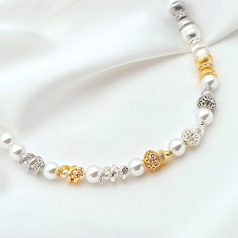 Brass Coated Gold Zircon Inlay Gourd Hourglass Snake Shaped Partition Bead DIY Jewelry Making Necklace Bracelet Accessories