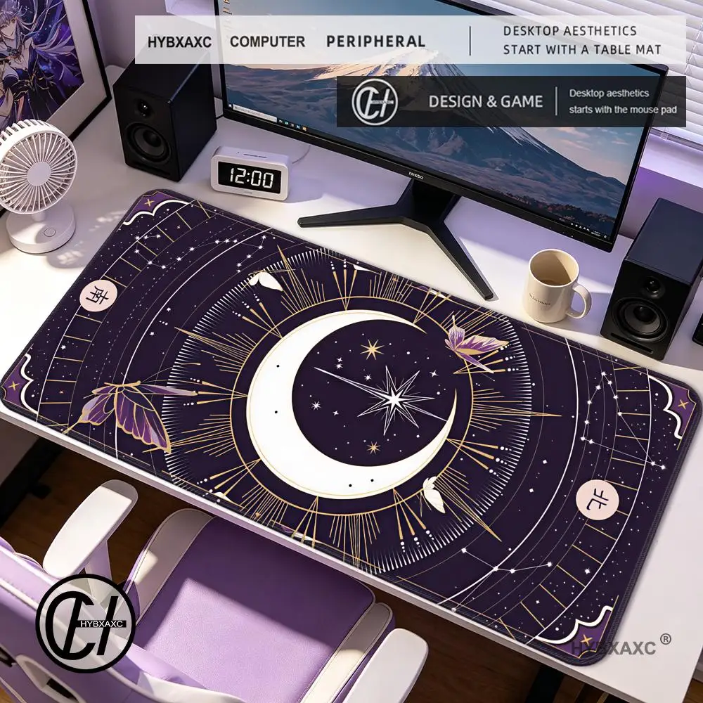 

HYBXAXC Purple Pink Magic laptop Keyboard MouseMat Kawaii Moon Star Mouse Pad Extra Girly Accessories Playmats Gamer Carpets