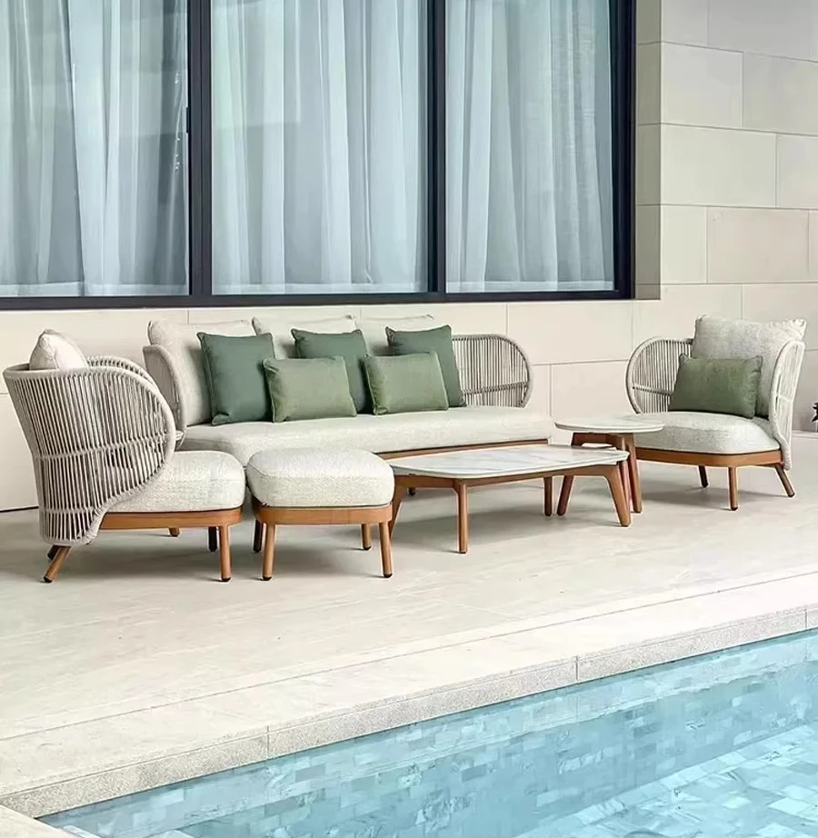 TT Outdoor rattan sofa courtyard balcony casual single chair open-air