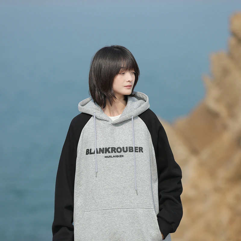 

Свободная толстовка унисекс с цветными вставками в японском стиле, модная повседневная спортивная одежда с принтом для весны и осени