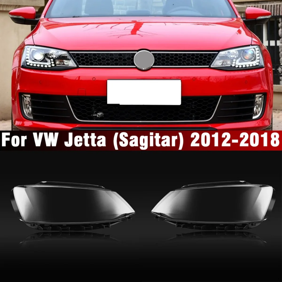Paar Scheinwerferabdeckungen Lampenschirm Scheinwerfergehäuse Linse Plexiglas für VW Jetta (Sagitar) MK6 2012-2018 Scheinwerferabdeckung