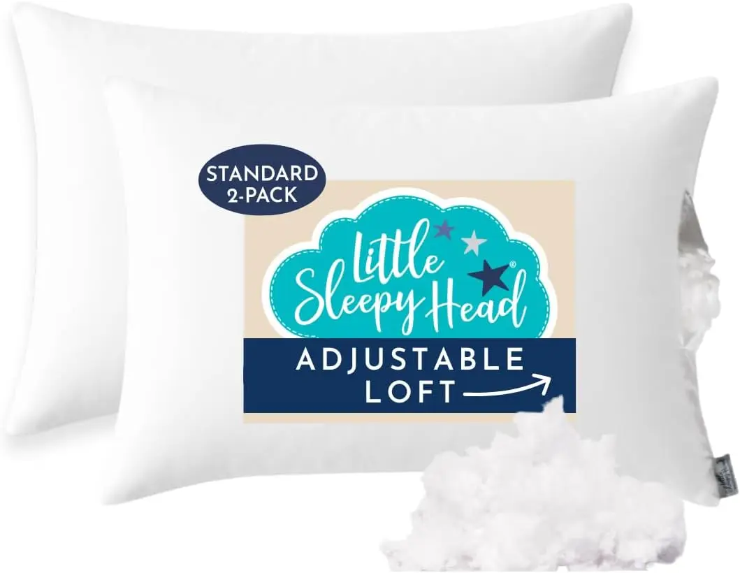 

Регулируемая подушка для кровати-чердака с гипоаллергенным наполнителем, комфорт уровня отеля, мягкая или жесткая поддержка - стандартный размер, 2 штуки в упаковке