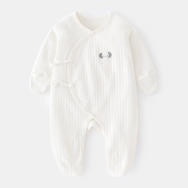 

Newborn Ankle-Wrapped Jumpsuit Baby Boneless Romper Autumn and Winter Pure Cotton Newborn Jumpsuit Romper Hand-Wrapped Baby Spri