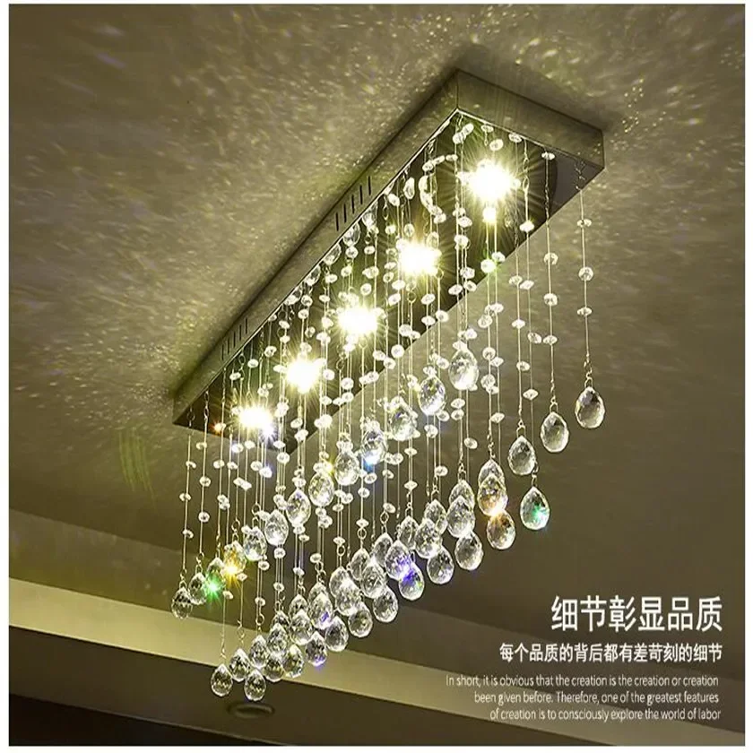 Glass beads Customized Nordic Crystal Rectangle LED Ceiling Light Living Room Lustres Lighting Fixture Plafonnier Lamp