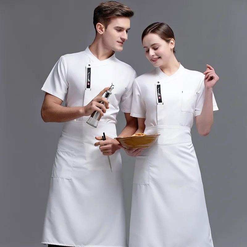 Chef Overalls Men's Short-Sleeved Summer Breathable Western Restaurant Hotel Baking Catering Daily Kitchen Cook Clothes Work Wea