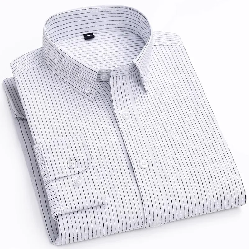 

New Spring Autumn Men’s Striped Shirt Long Sleeve Smart Casual Turn Down Collar Slim Dress Shirts Men 55% Cotton Male Blouse