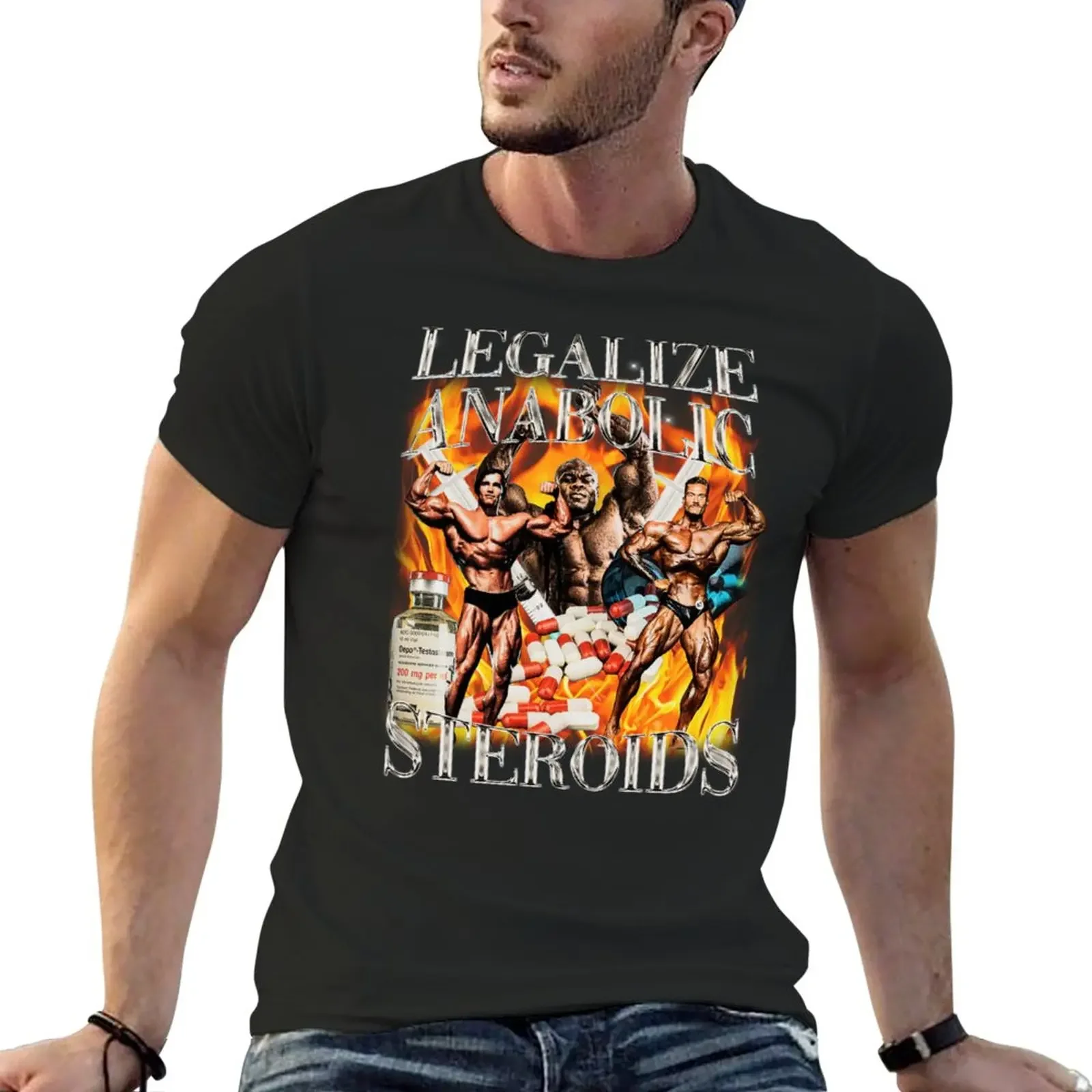 New LEGALIZE ANABOLIC STEROIDS T-Shirt sublime t shirt T- for a boy Anime t- cute clothes men workout 