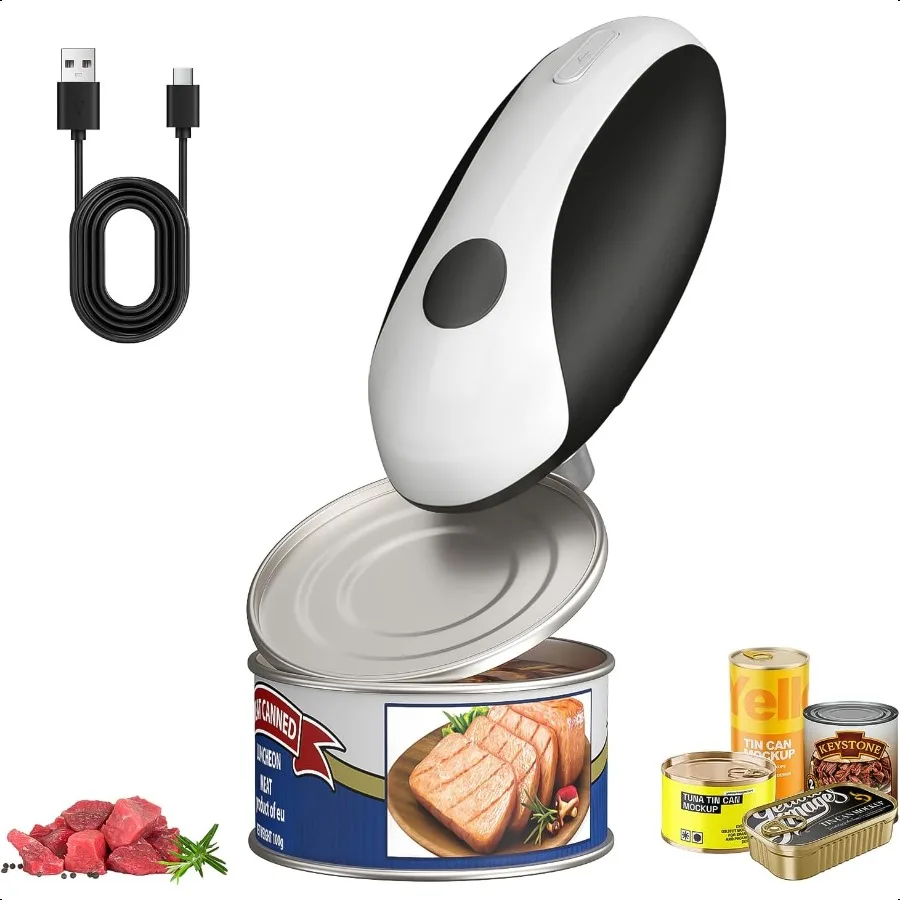 

Electric Can Opener Automatic Can Opener One Touch Operation Rechargeable Can Opener USBC Charge Can Openers Smooth Edge For Se
