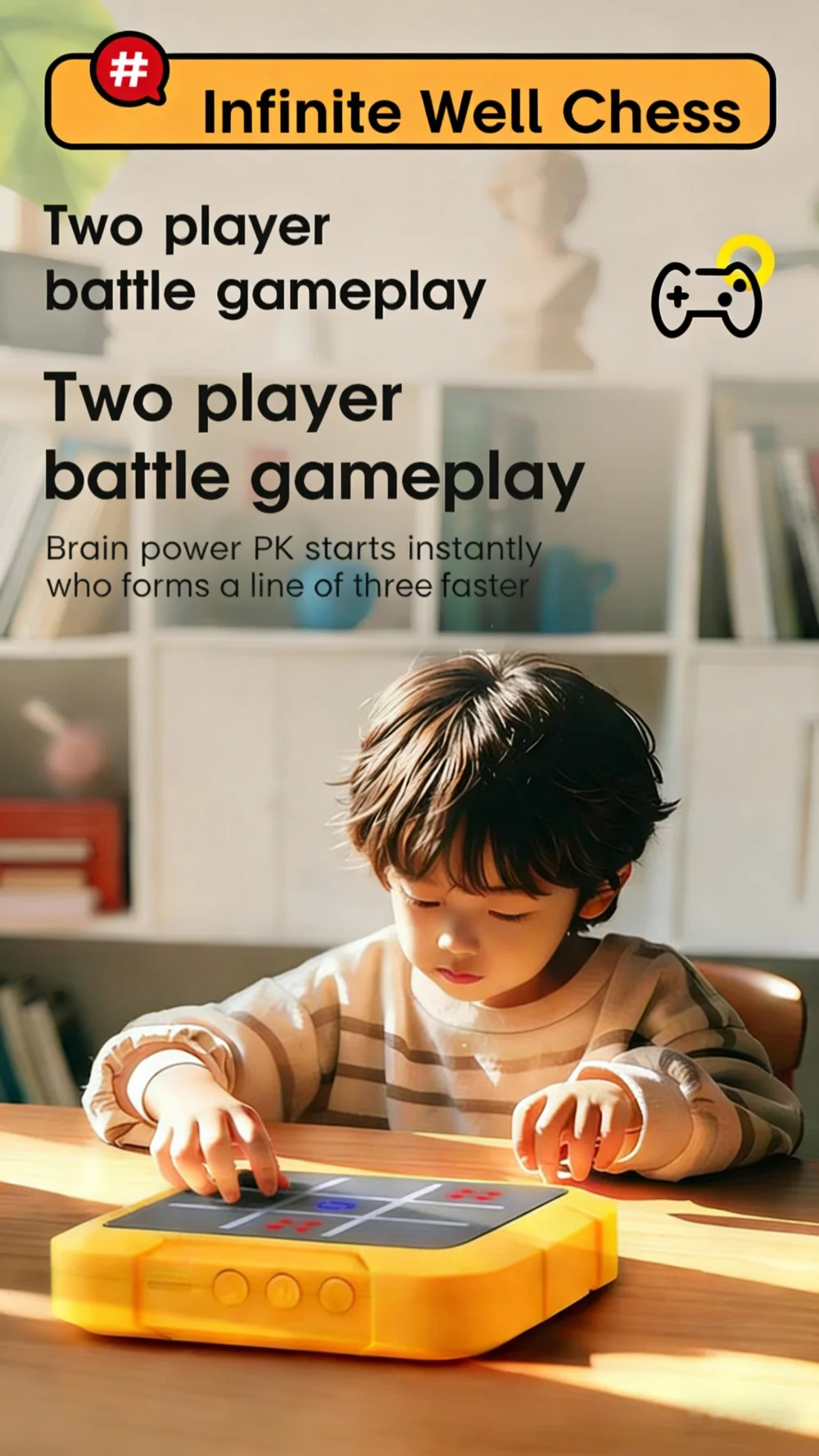 Tragbares Tic-Tac-Toe, Stressabbau- und Lernbrettspiel, multifunktionales elektronisches Spiel, geeignet für Erwachsene und Kinder – Detail 8