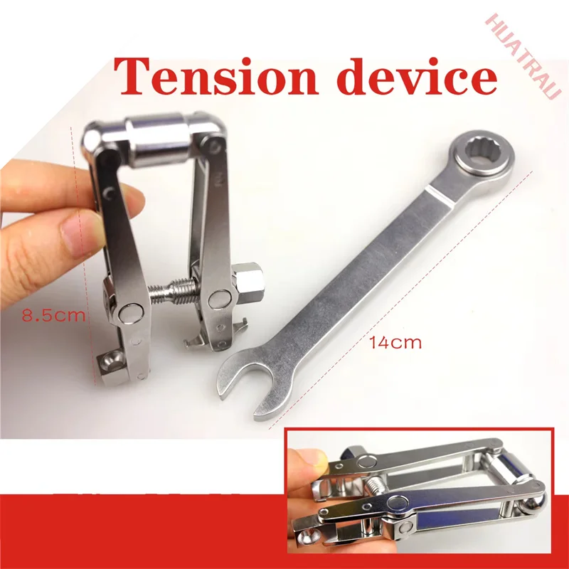 Tensioner, parallel strut, tension device, force hook, bone plate, fine adjustment, motion, tension, compression, orthopedic ins