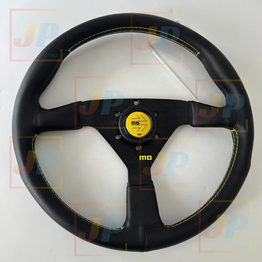 อิตาลีสไตล์ Universal 14 นิ้วรถ JDM Rally Drift Racing Sport หนังพวงมาลัย Volantes โลโก้ปุ่มแตร