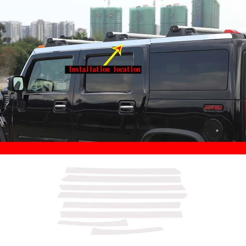 

Modification Car Accessories For Hummer H2 2003-2007 Stainless Steel Exterior Roof Trim Bright Strip Moulding Kits Stickers