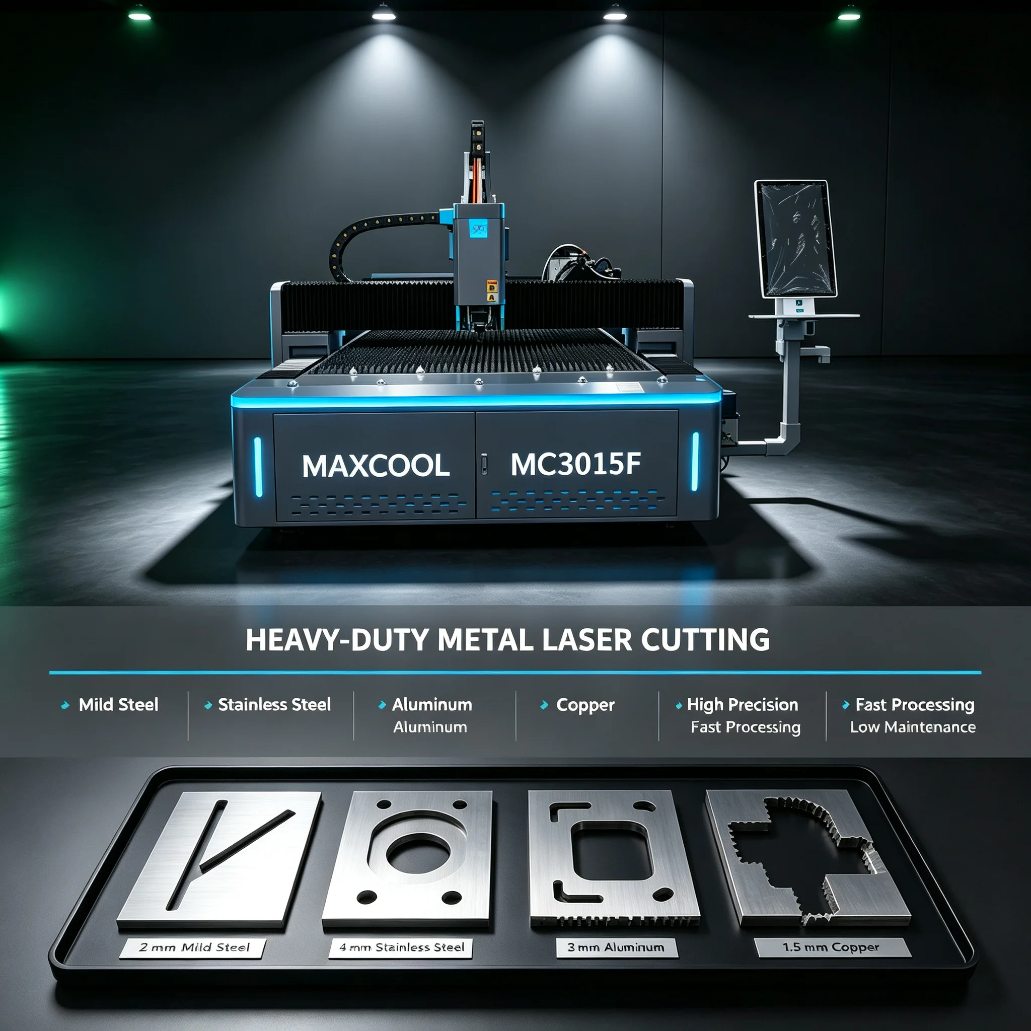Upgrade Your Metal Fabrication MAXCOOL MC3015F CNC Fiber Laser Cutting Machine High Speed Cutting  Carbon Steel