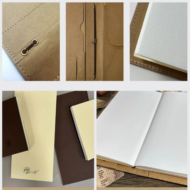 POTENTATE100% Cotton Pulp Watercolor Paper 200g Retro Travel Sketchbook Replaceable Core Portable Painting Book Art Supplies