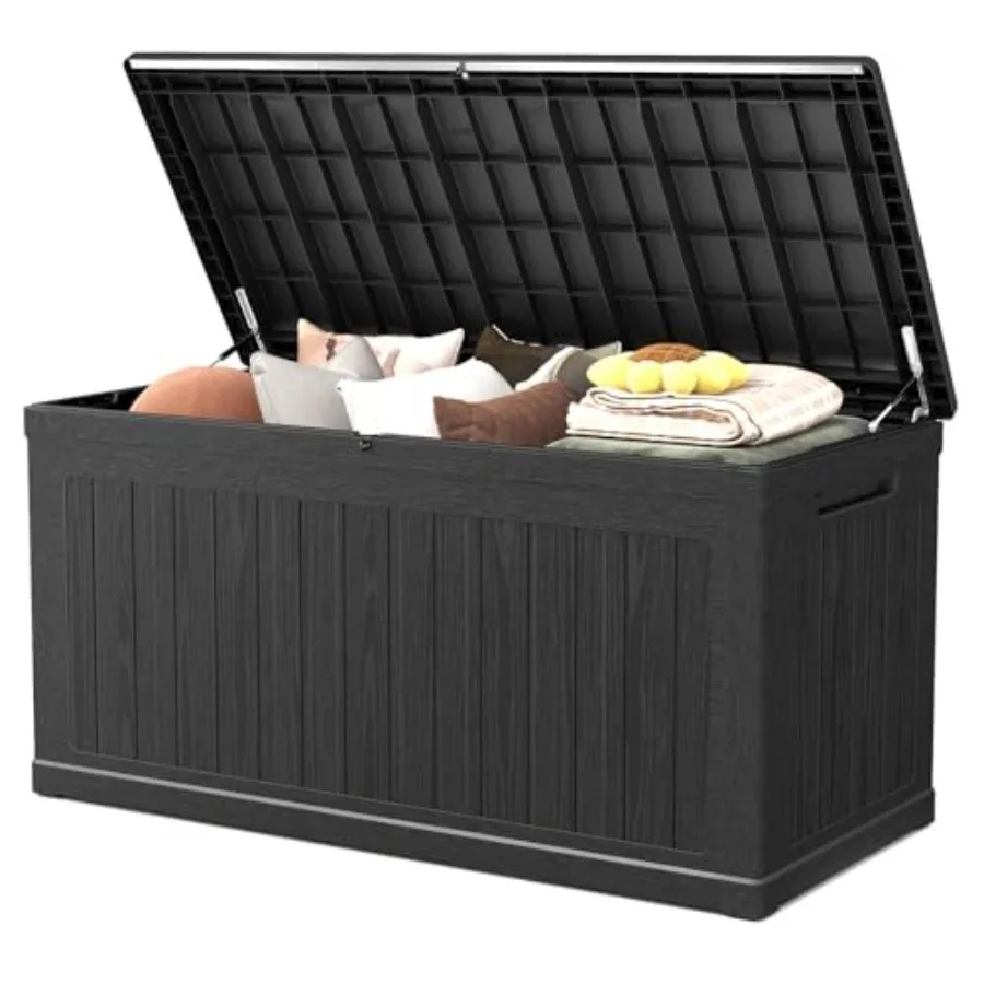 

Deck Box Extra Large, Outdoor Storage Box Lockable, Patio Storage Box Waterproof and UV Resistant, 440lbs Load Capacity for Gar