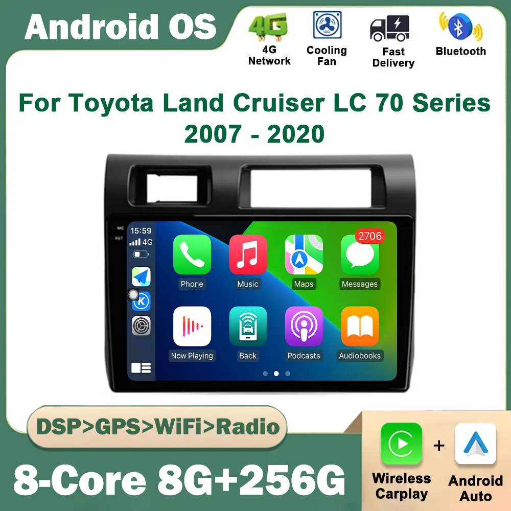

for Toyota Land Cruiser LC 70 Series 2007 - 2020 Car Radio Multimedia Player 9 '' GPS Navigation Android OS DSP Stereo HD Screen