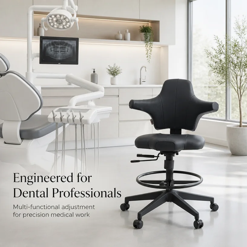 Adjustable Dental Stool Chair Swivel Backrest Medical Assistant Rolling Lab Seat Ergonomic Dentist Chair