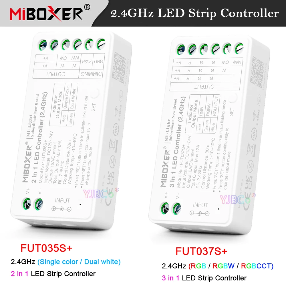 Miboxer 2.4G Enkele Kleur Dual Wit 2 In 1 Verlichting Tape Dimmer FUT037S Rgb Rgbw Rgbcct 3 In 1 led Strip Controller DC12V 24V 12A