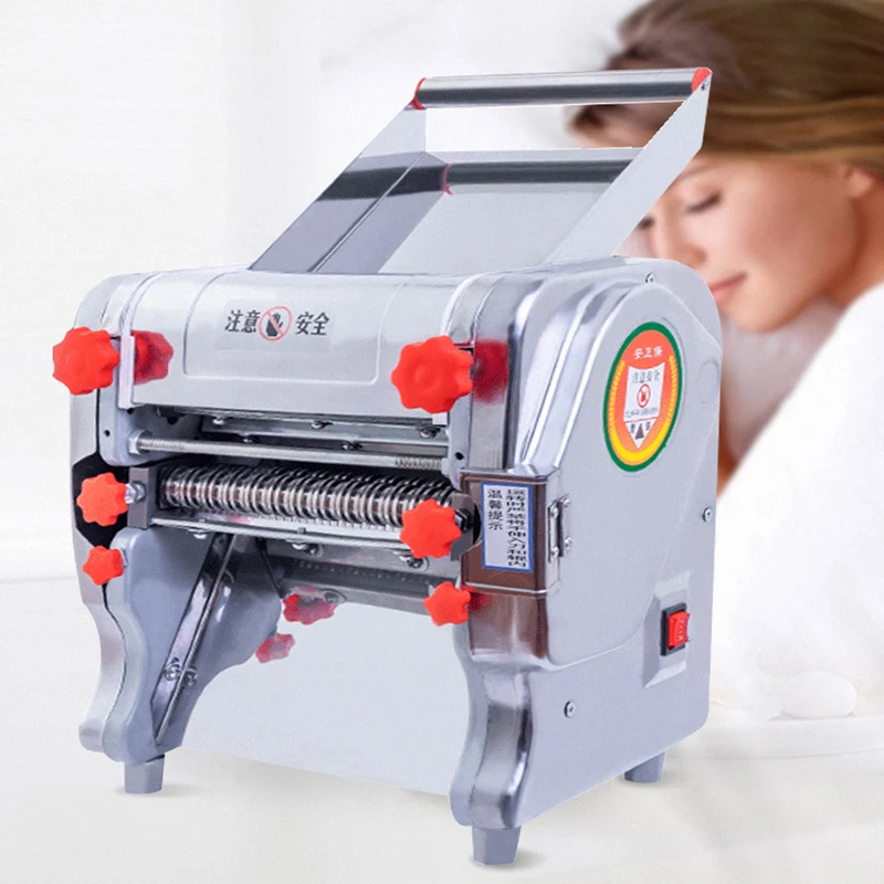 220V Electric Household Noodles Maker Stainless Steel Automatic Noodle Pressing Cutting Machine Dumplings Skin Pressing
