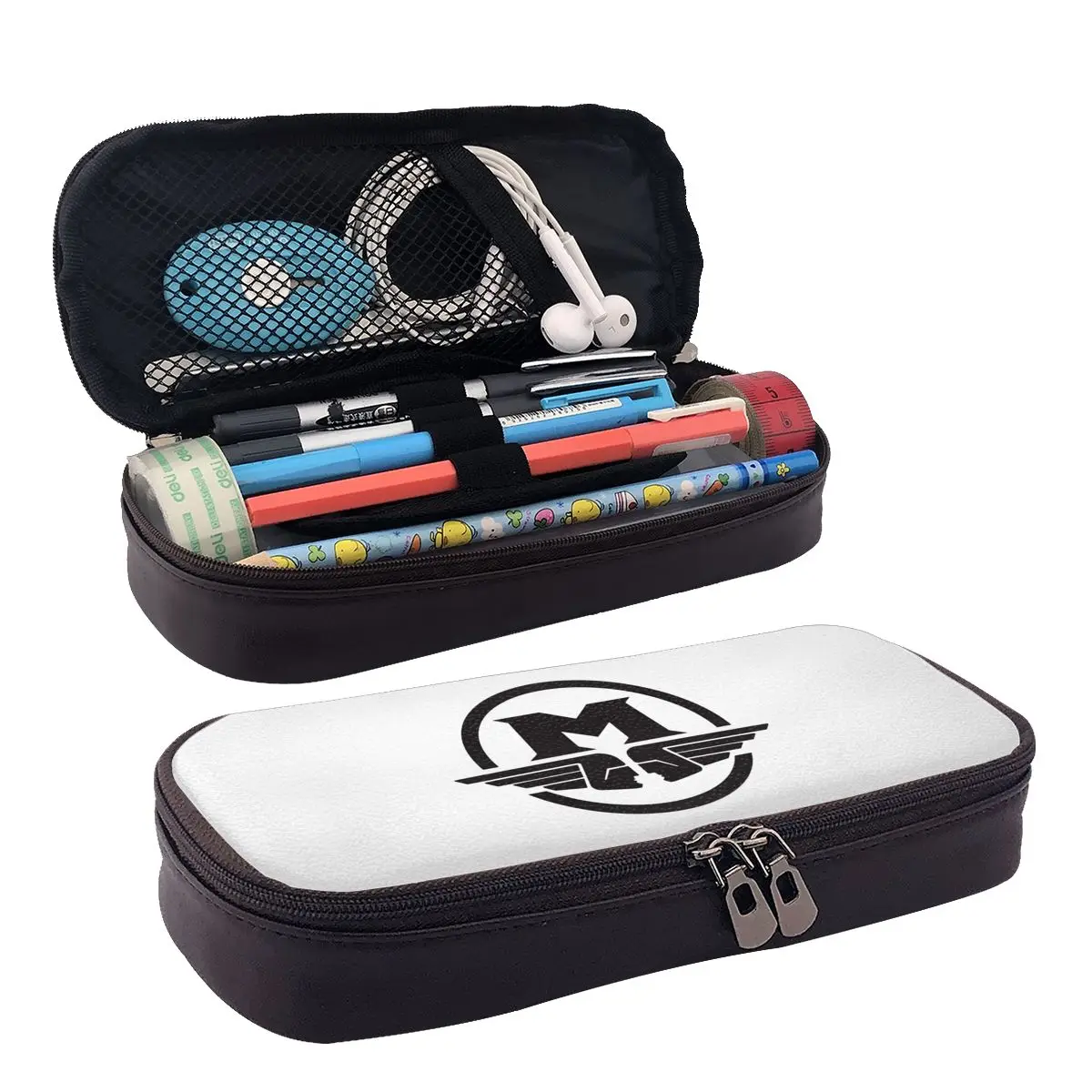 

Motobecane Logo - Black Print Leather Pencil Case for Studen Gifts Pen Box Pencil Bag Stationery Supplies