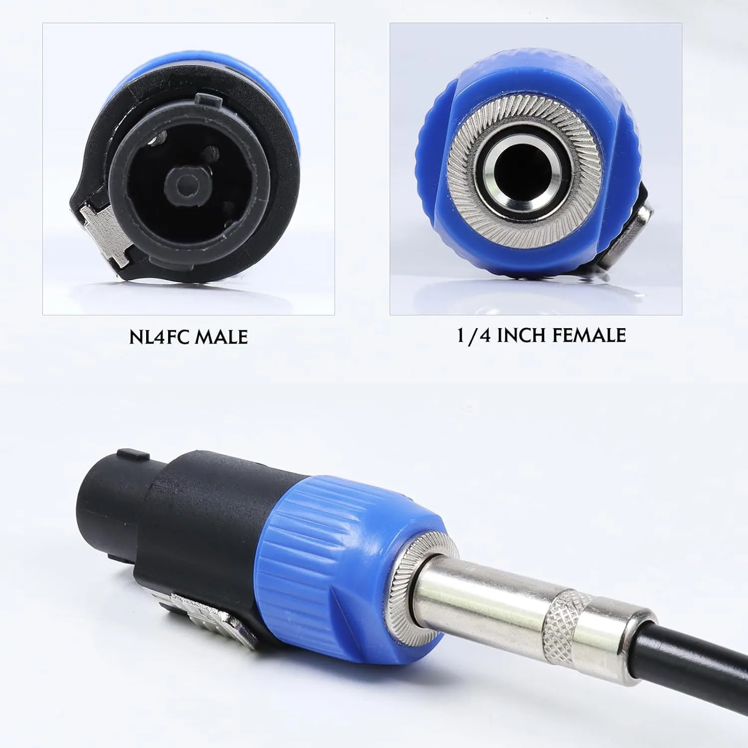 2/4PCS 4-Pole Audio Speaker Plug to 6.5mm Metal Converter Jack Adapter Latch Aviation Connector Male to 1/4