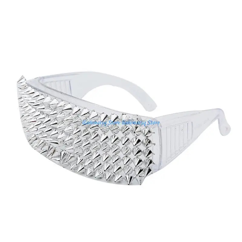

573B Novelty Sunglasses with Full Spiked Studded Popular Sun Protective Sunglasses for Daily Vacation Hiphop Dancing Eyewears