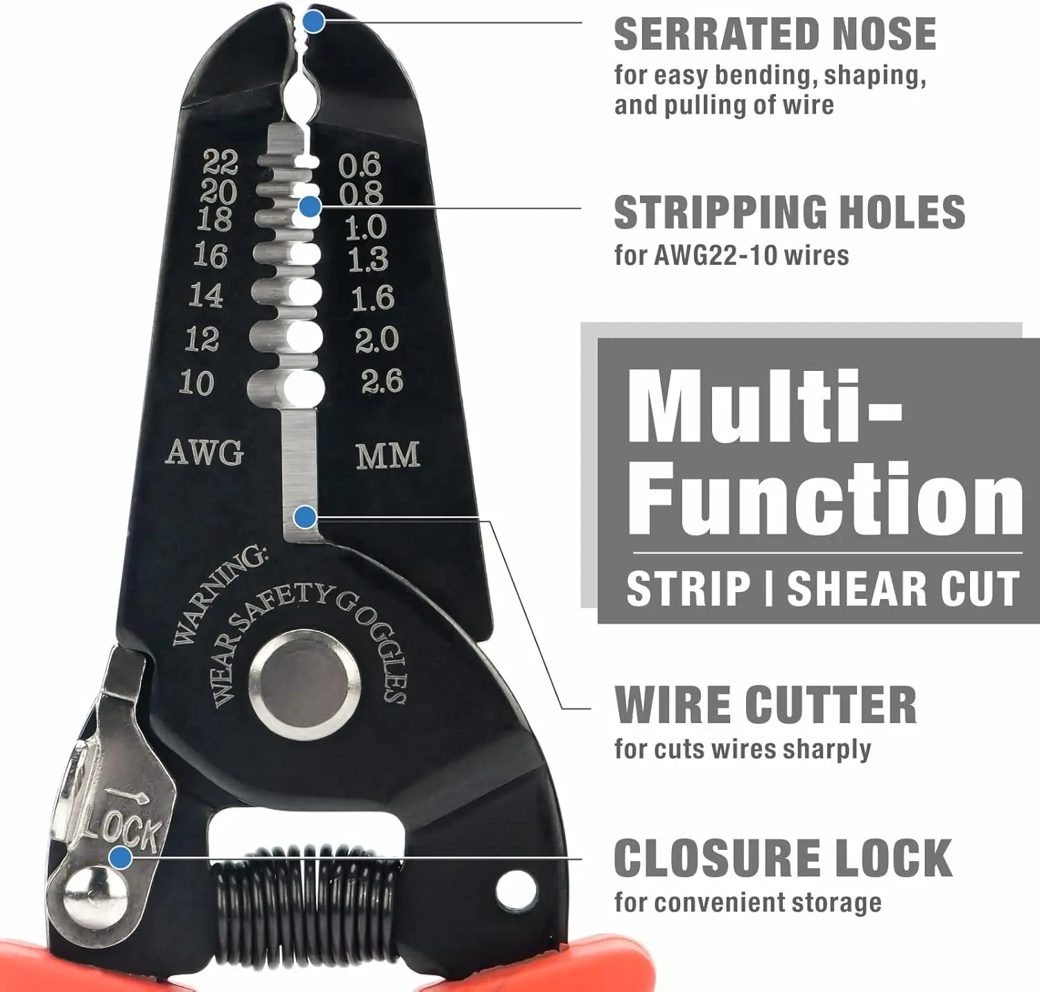 Wire Crimping Tool Set with Stripper, Ratcheting Crimper and 5 Dies for Insulated/Non-insulated Connectors
