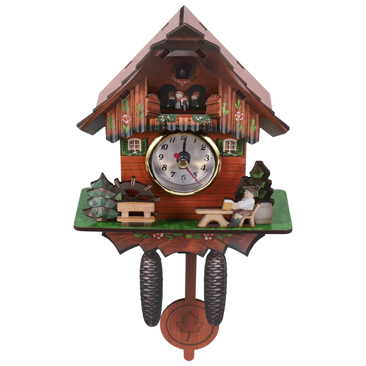 Antique Wooden Wall Clock Bird Time Bell Swing Alarm Watch Home Art Decor 006