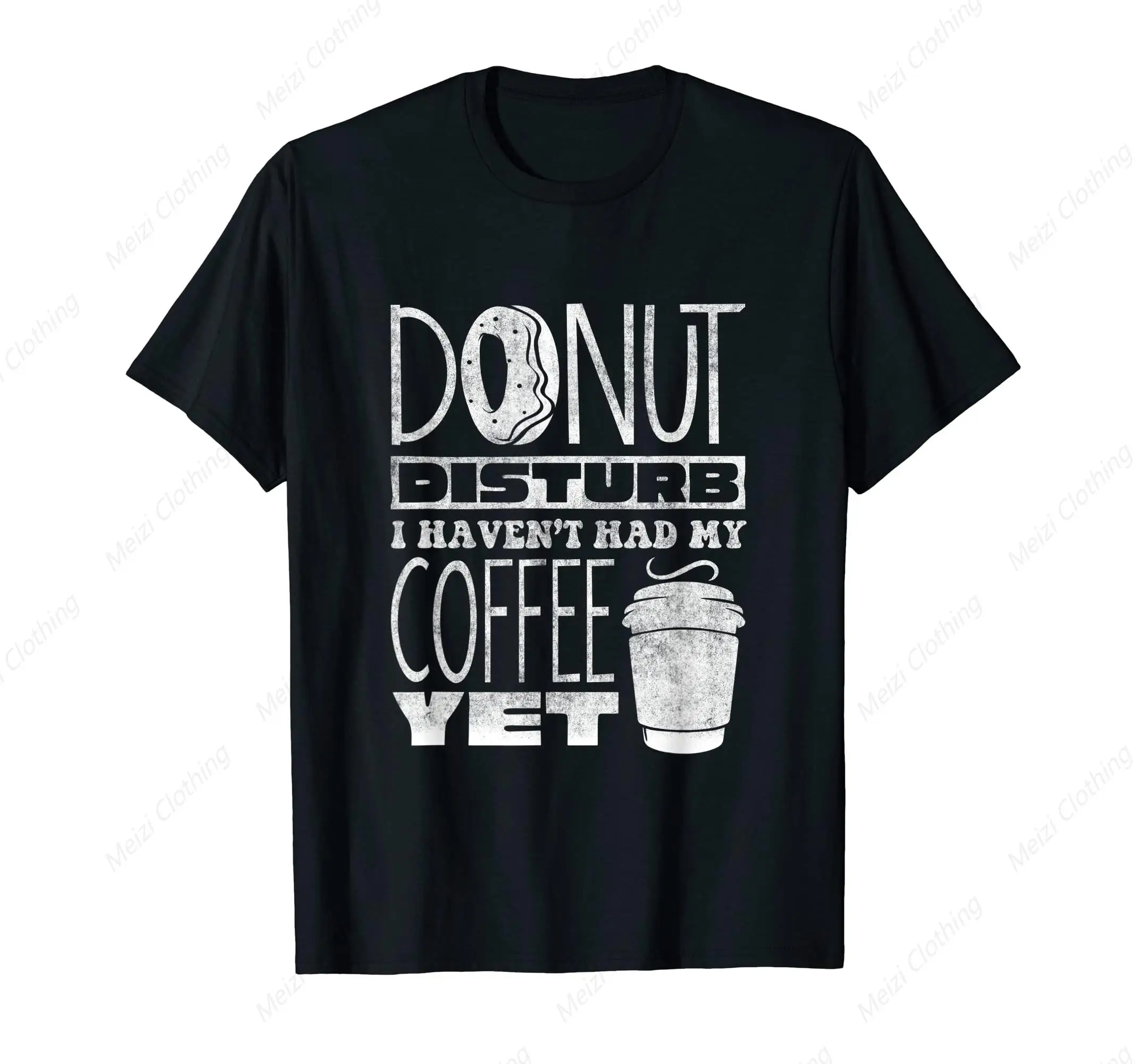 Doughnut Day Doughnut Distriub Coffee T-shirt Cool Black Printed Shirt Cotton Casual Daily Short Sleeve