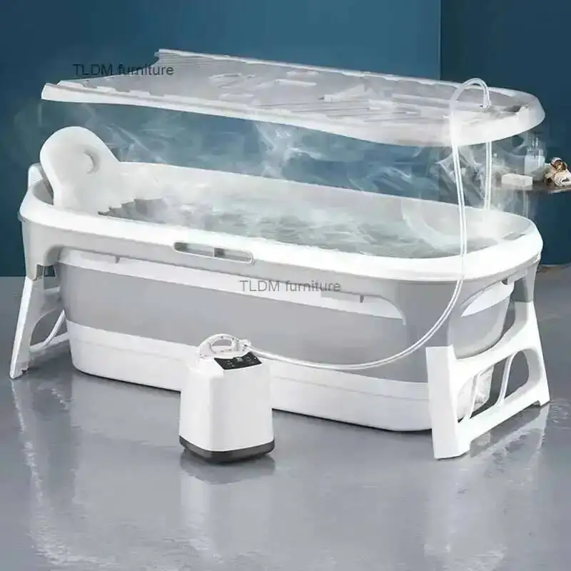 

Bathtubs Home Folding Bathtub Minimalist for Portable Adults Leisure Full Body Hot Tub Spa Massage Sweat Steam Bathtub with Lid