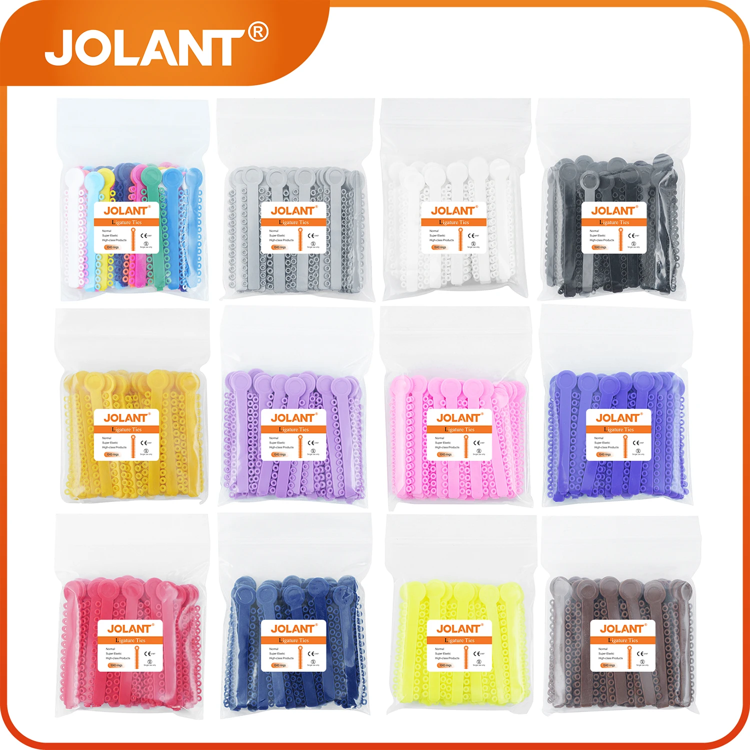 JOLANT-Bandas Elásticas de Borracha para Odontologia, Ligadura Ortodôntica Laços, Chaves De Dentes, Materiais Dentários, 1040Pcs por Pacote