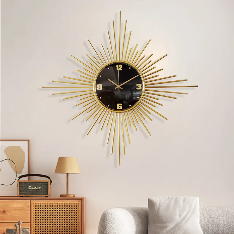 Horloge Murale Vintage Unique Jaune Silencieuse Esthétique de Luxe Horloge Murale Numérique à Quartz Articles de Décoration Intérieure