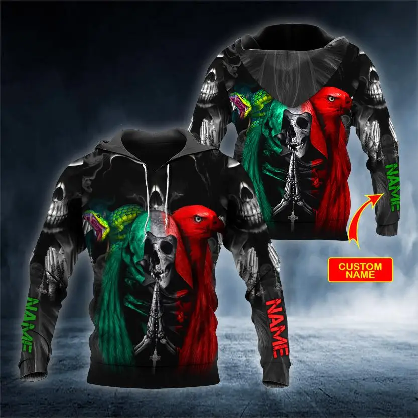 

Vintage 3D Print Customize Design Own Name Men Hoodie Pullover Horror Skull Graphic Fashion Personality Men's Hoodie Clothing