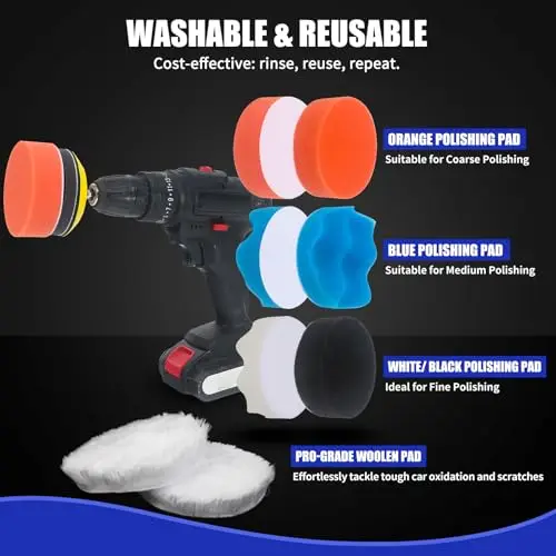 

133 Pcs 3 Inch 75MM Wet and Dry Sandpaper Kit Headlight Restoration Kit Hook Loop Buffing Pads with Rotary Tools for Car Wood