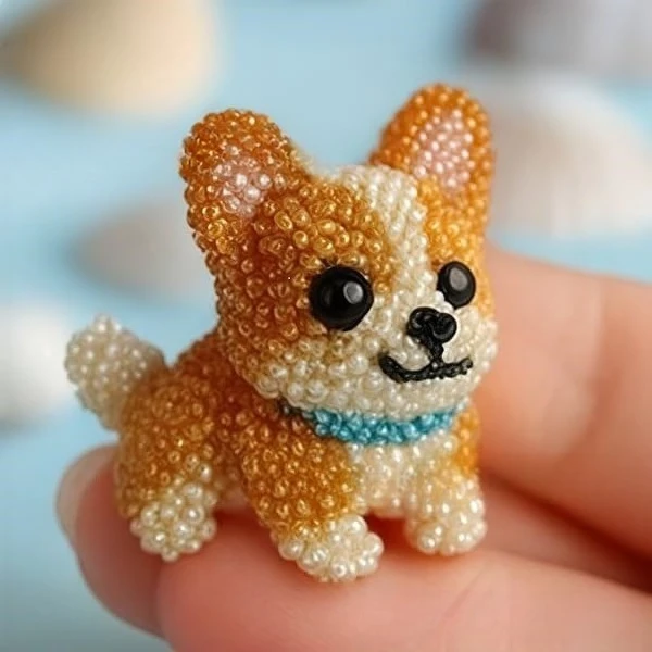 DIY Dog Bead Embroidery Kit Acrylic Beads Handmade Craft Set Needlework for Beginners Adults Gift