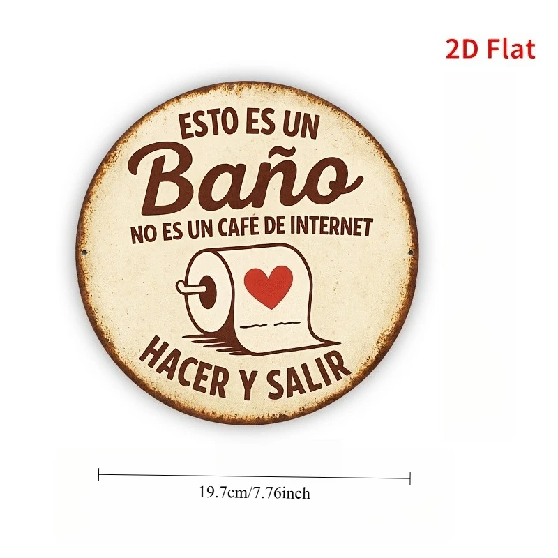 Vintage 2D Flat Round Tin Sign - 