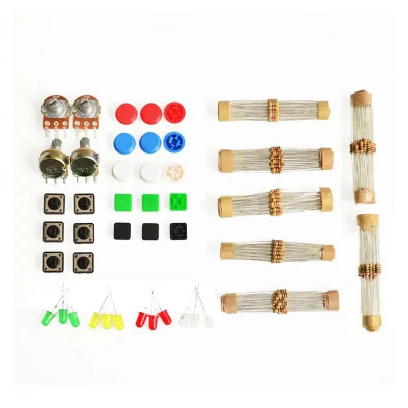 1 sets Handy Portable Resistor Kit for Arduino Starter Kit UNO R3 LED potentiometer tact switch pin header