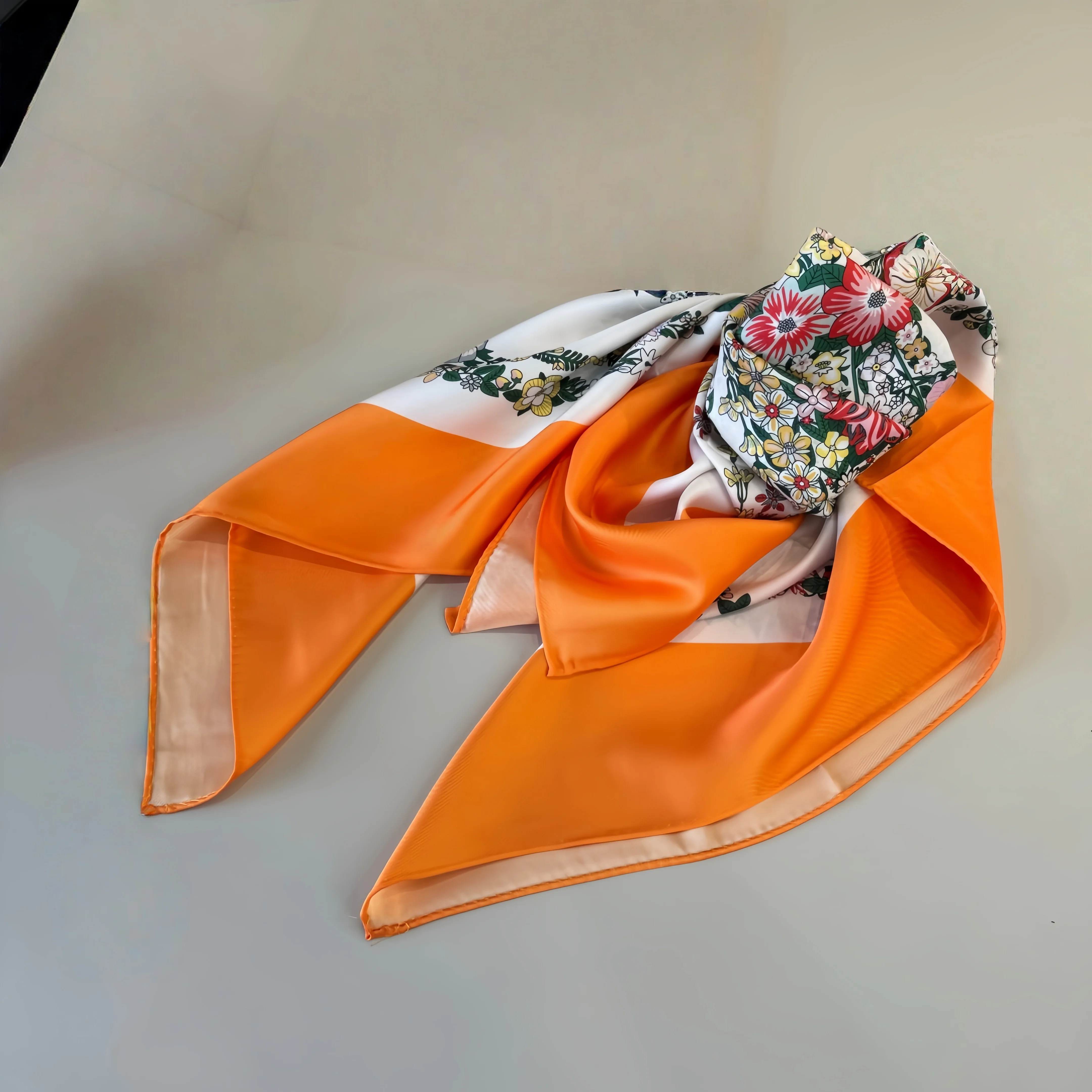 

Шелковые женские платки премиум-класса с винтажным цветочным узором, элегантные квадратные шарфы-шали, аксессуары для шеи, праздничные подарки, 90*90 см